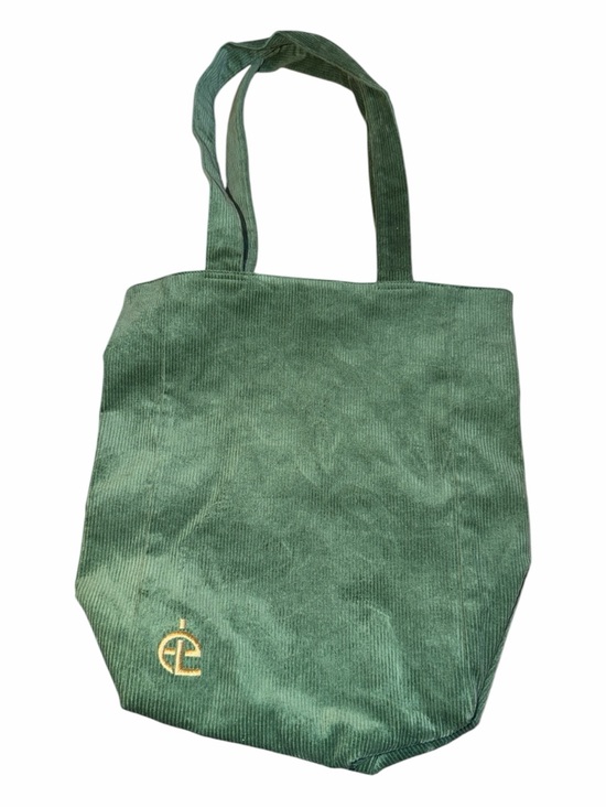 Klipped Handbags - Corduroy Green Tote with Gold Emblem